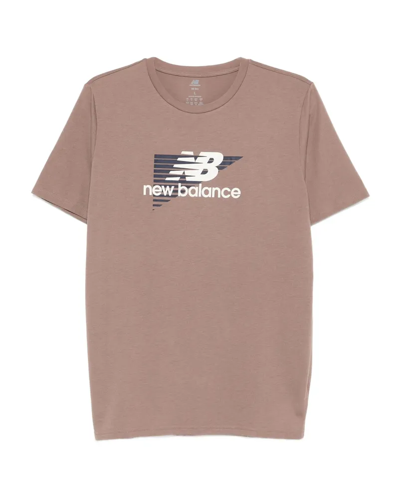 New Balance Logo-print T-shirt Brown