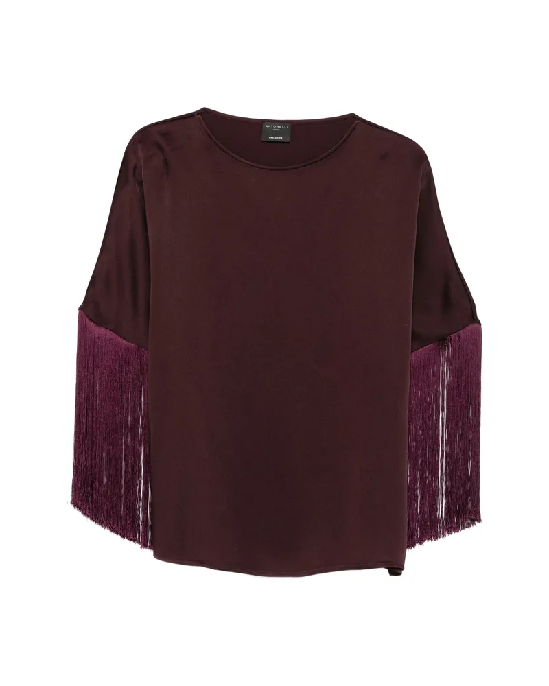 Antonelli Firenze Fringe-trimmed Long-sleeve Blouse Purple
