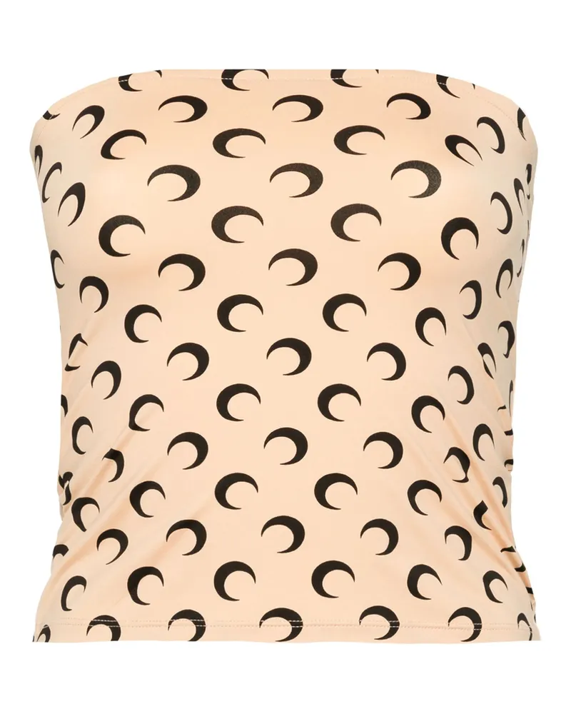 Marine Serre MOON PRINTED JERSEY SECOND SKIN TUBE TOP Neutrals