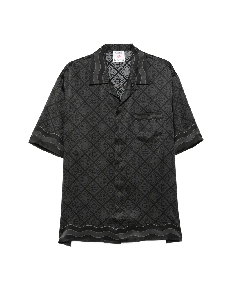 Casablanca Paris Radiating Monogram Silk Shirt Black