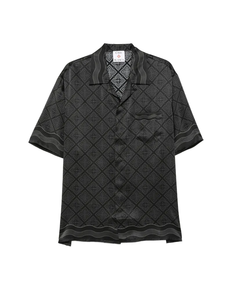 Casablanca Paris Radiating Monogram Silk Shirt Black