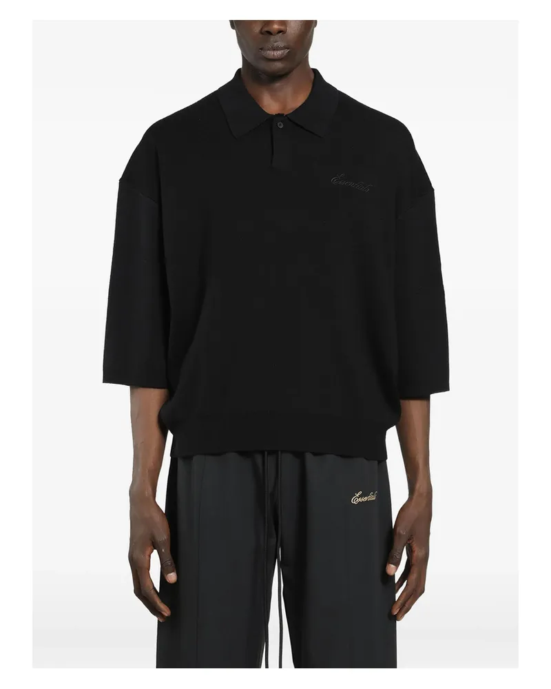 Fear of God Essentials Logo-embroidered Polo Shirt Black