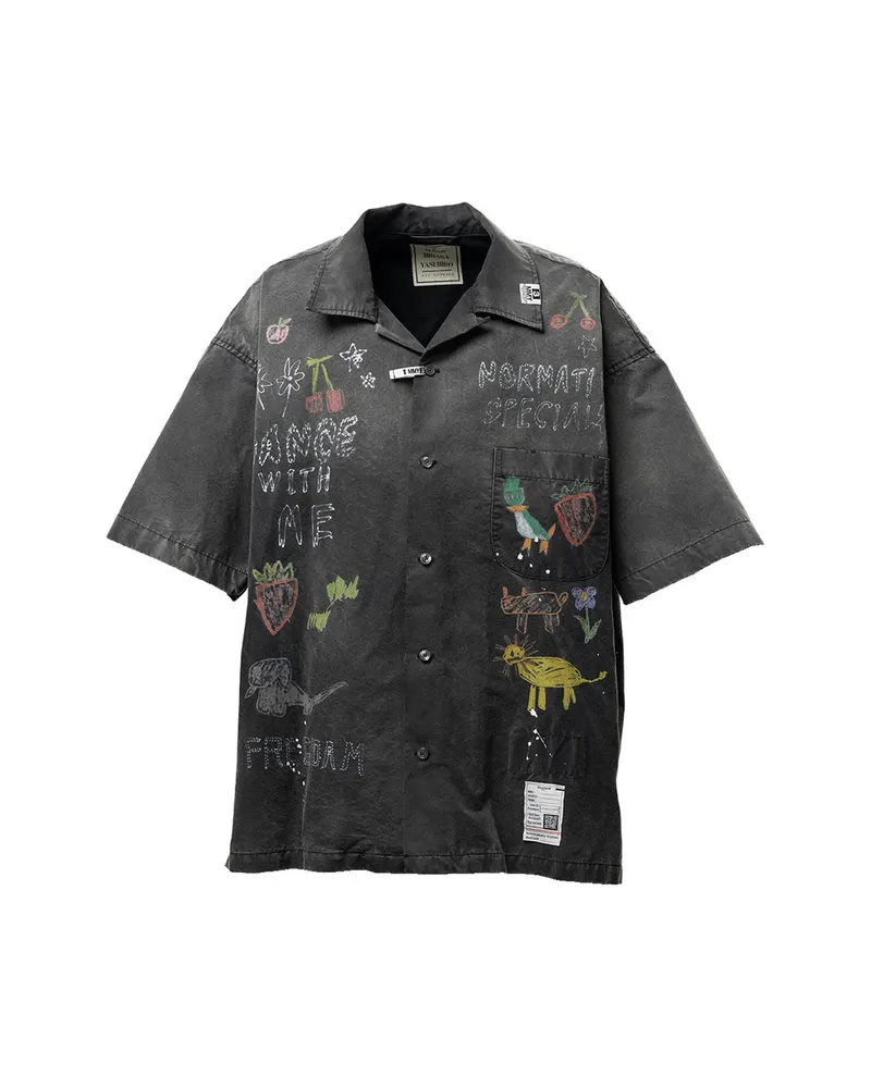 MIHARAYASUHIRO Hand Drawing Print Shirt Black