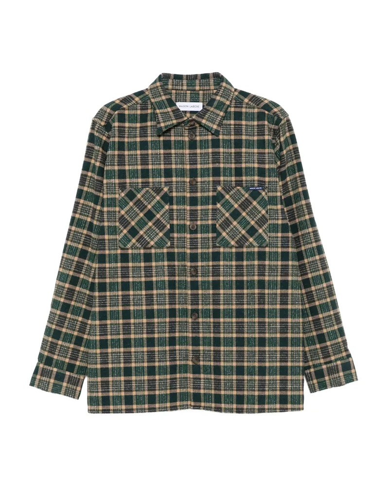 Maison Labiche Monge Plaid-pattern Pocket Shirt Green