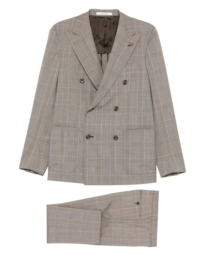 Tagliatore Double-breasted Check-pattern Suit Brown