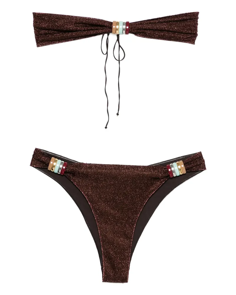 Oséree Glitter Embellished Beachwear Brown