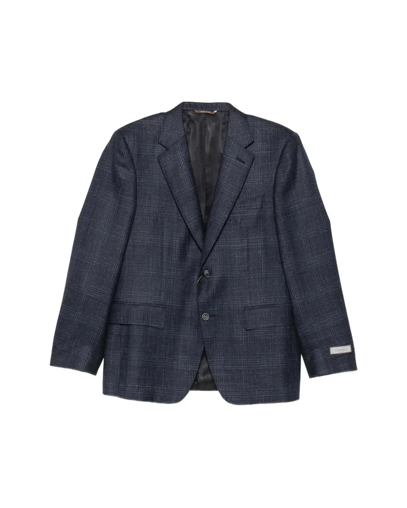 Canali Check-pattern Notched-lapel Blazer Blue