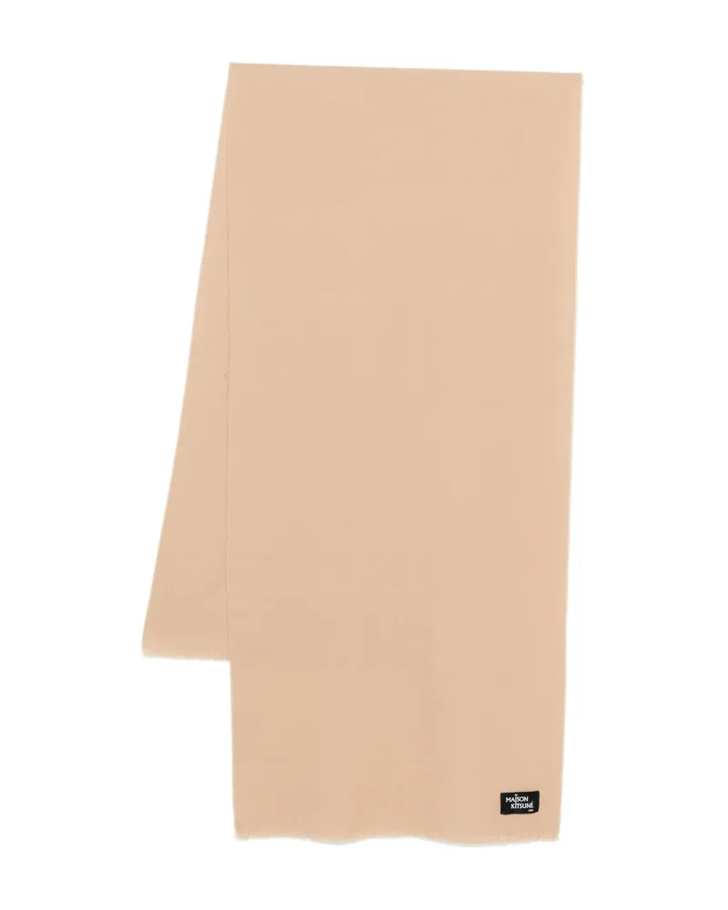 Kitsuné Fringed Wool Scarf Neutrals