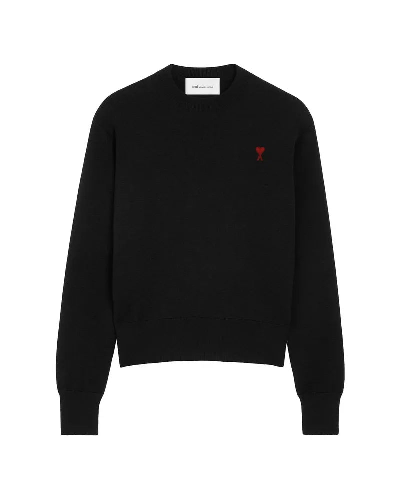 AMI Paris Ami De Coeur Wool Crew-neck Sweater Black