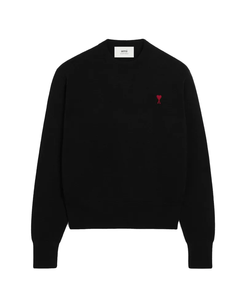 AMI Paris Ami De Coeur Wool Crew-neck Sweater Black