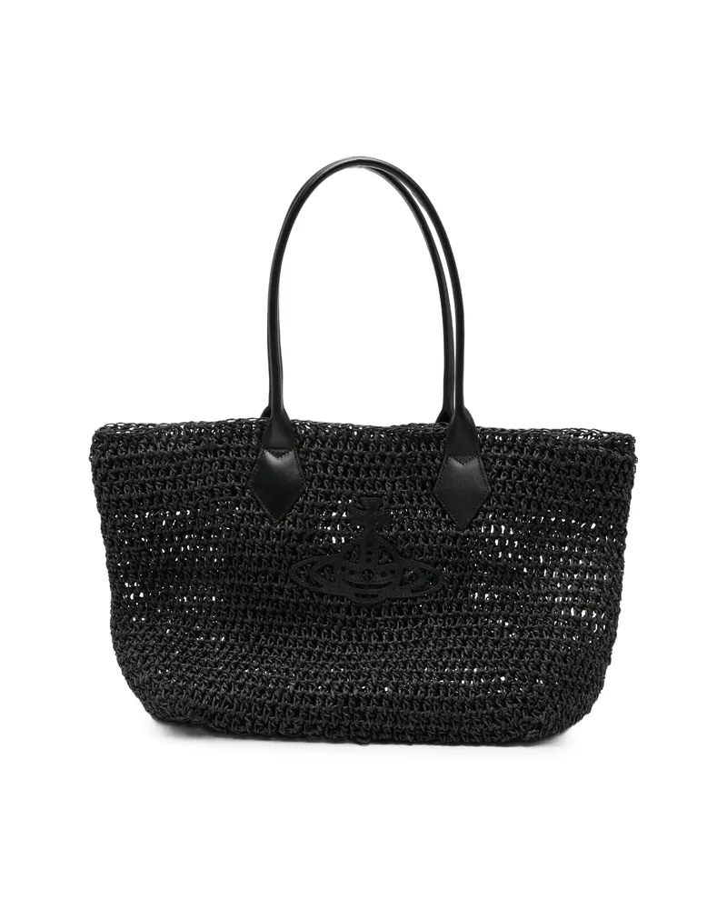 Vivienne Westwood Small Alana Woven Tote Bag Black