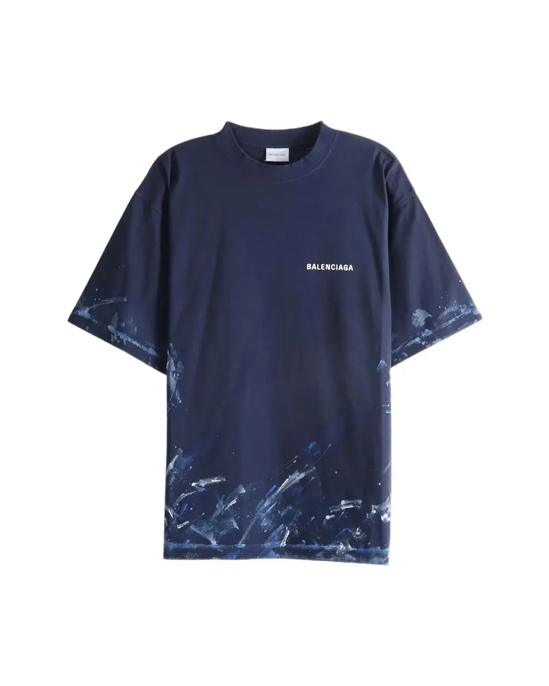 Balenciaga Painter's Logo-print T-shirt Blue