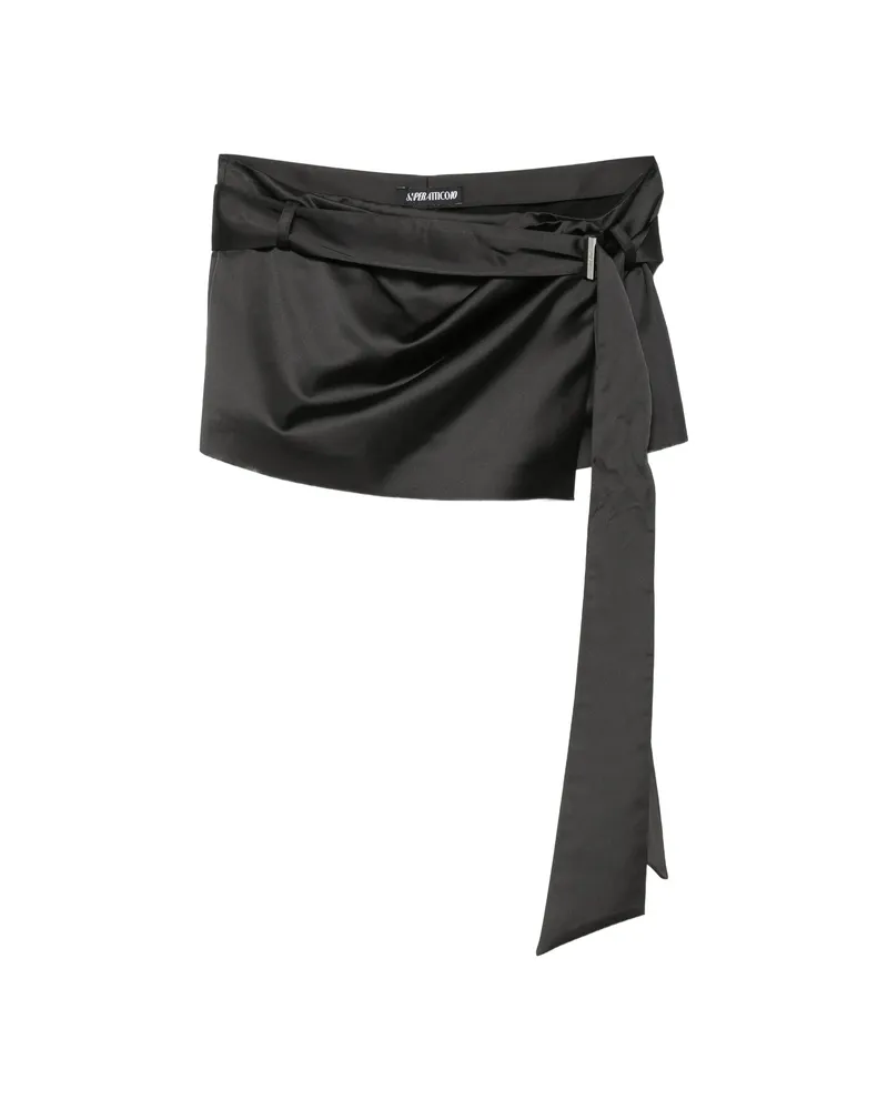 ATTICO Mini Satin Wrap-style Skirt Black