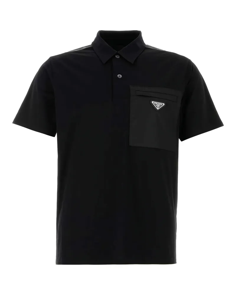 Prada Enamel-triangle Polo Shirt Black