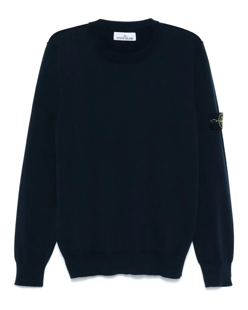 Stone Island Logo-patch Crew-neck Sweater Blue