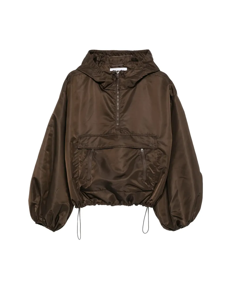 Cecilie Bahnsen Hooded Balloon-sleeve Jacket Brown