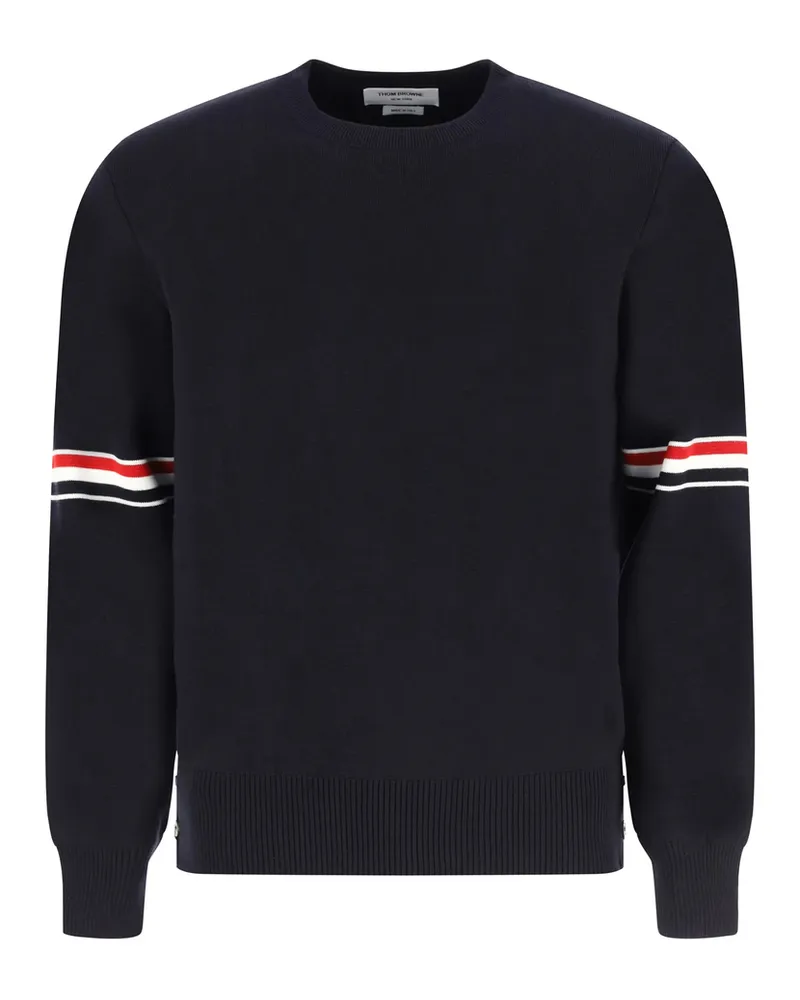 Thom Browne Milano Stitch RWB Arm Stripe Pullover Blue