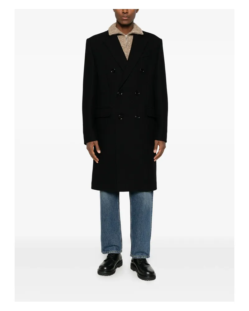 AMI Paris Double-breasted Virgin-wool Coat Black