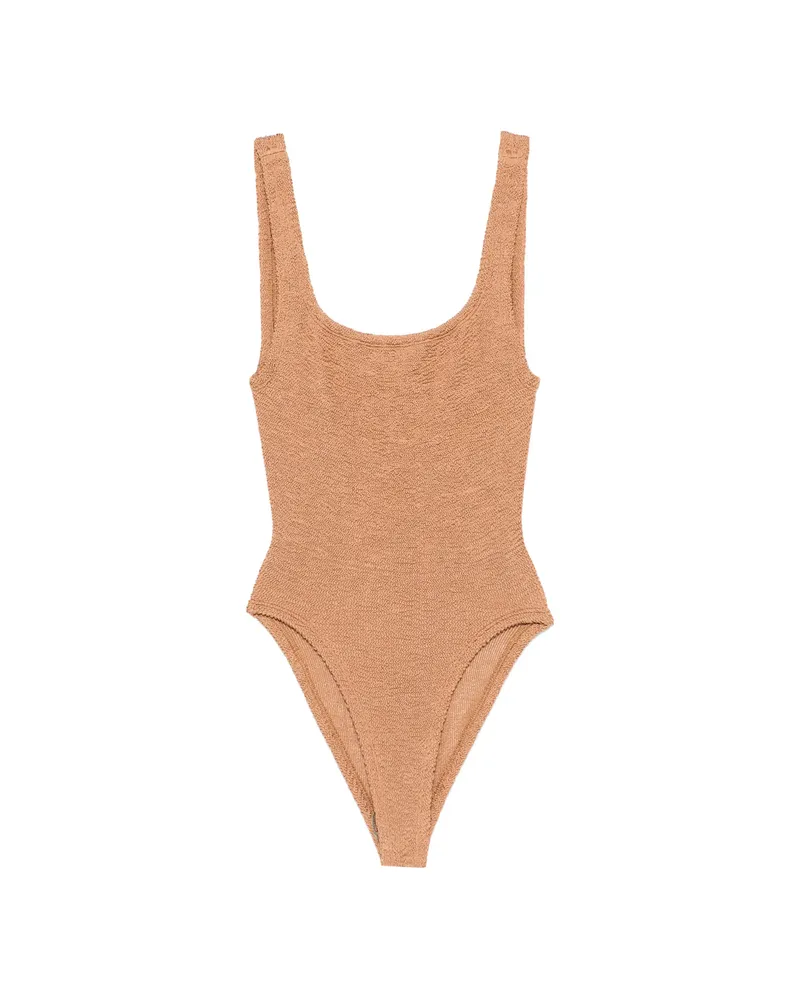 Hunza G Square-neck Crinkle Swimsuit Neutrals