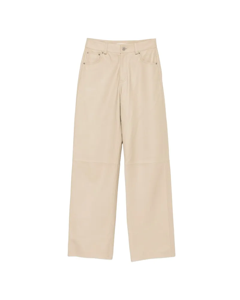 By Malene Birger Wide-leg Leather Trousers Neutrals
