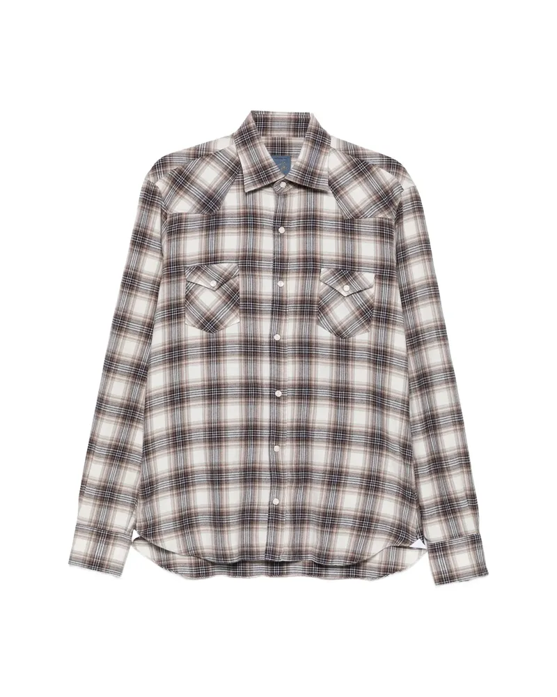 BARBA Check Western Shirt White