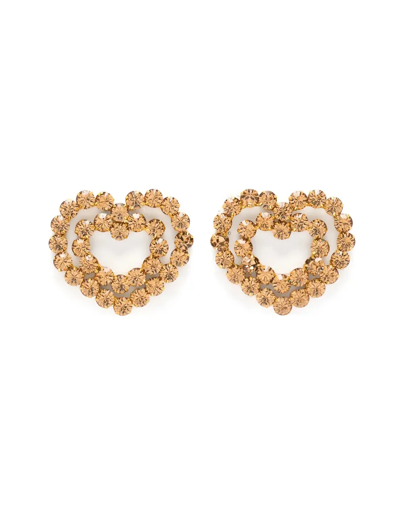 Vanina Crystal-embellished Heart-shaped Earrings Brown