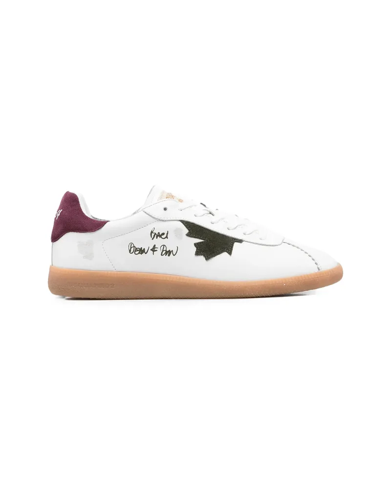 Dsquared2 Dsquared2 Rebel Maple-leaf Leather Sneakers White