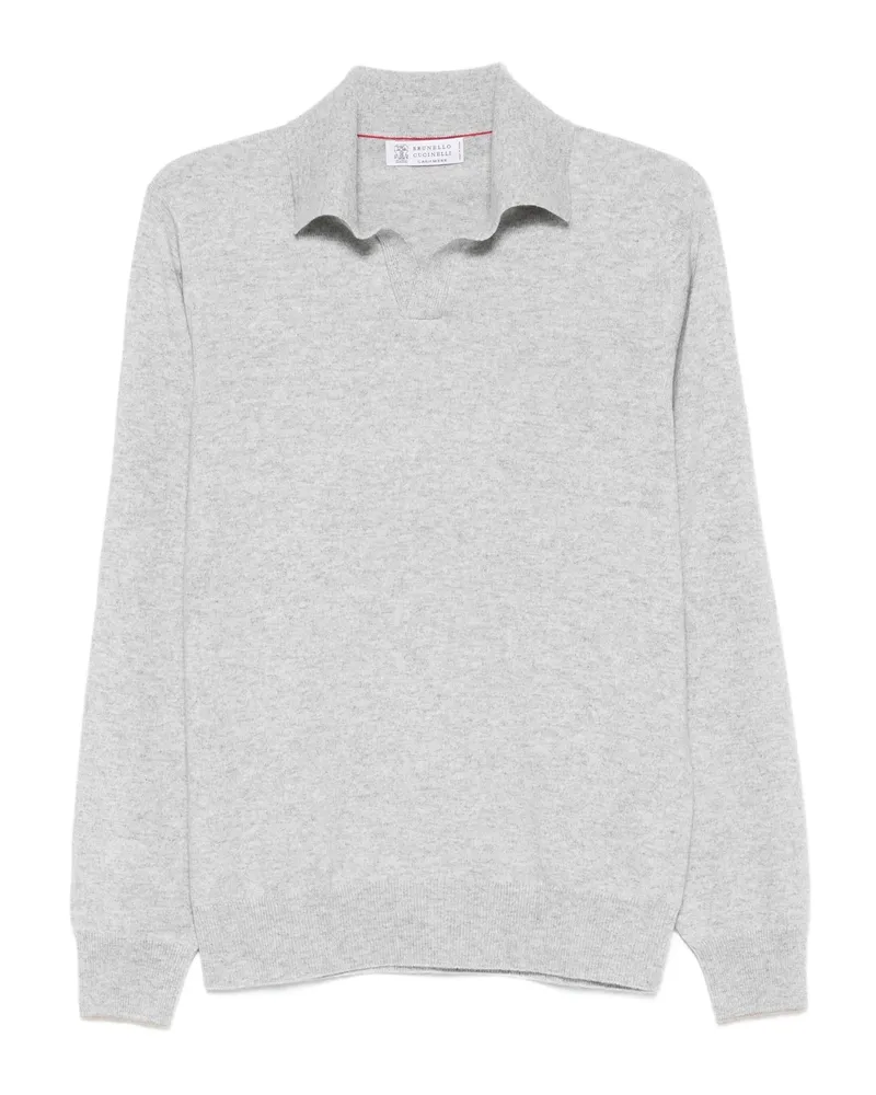 Brunello Cucinelli Long-sleeve Polo Sweater Grey