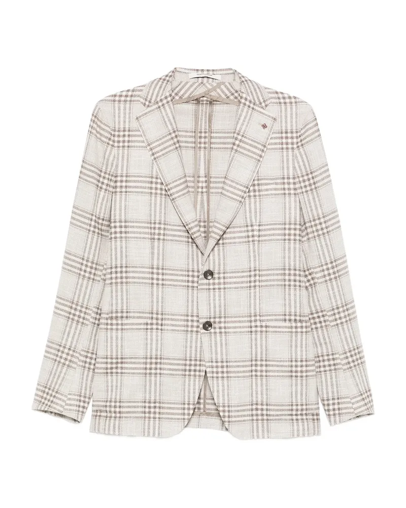 Tagliatore Checked Single-breasted Blazer Neutrals