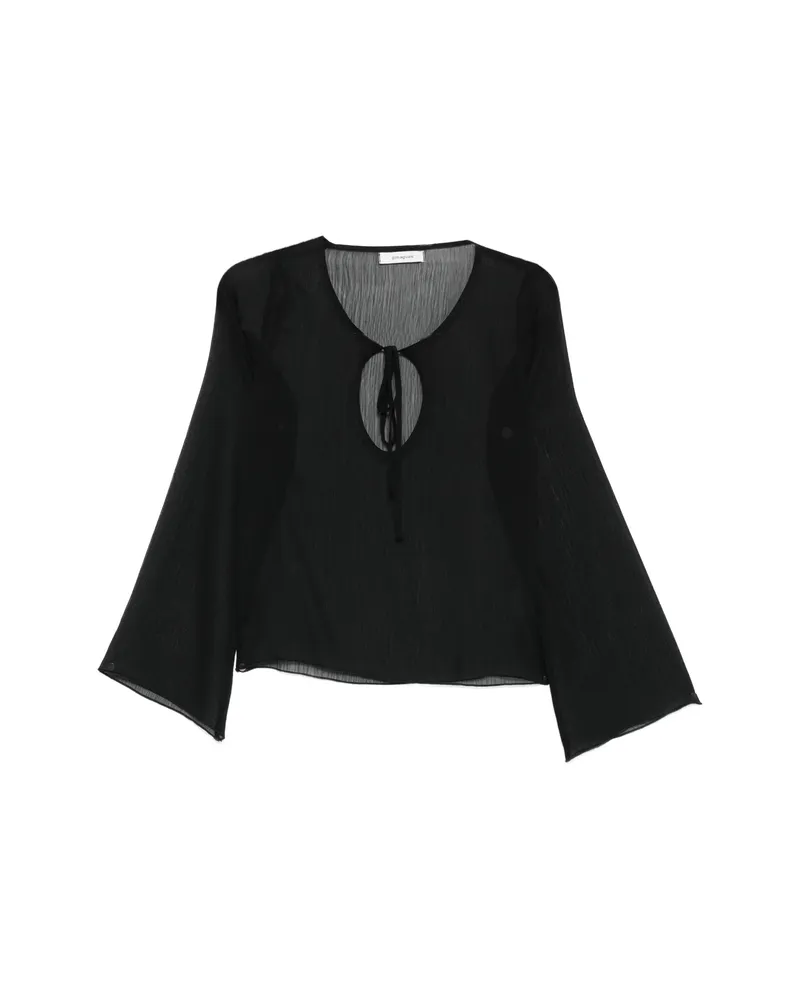 GIMAGUAS Delia Tie-neck Long-sleeve Top Black
