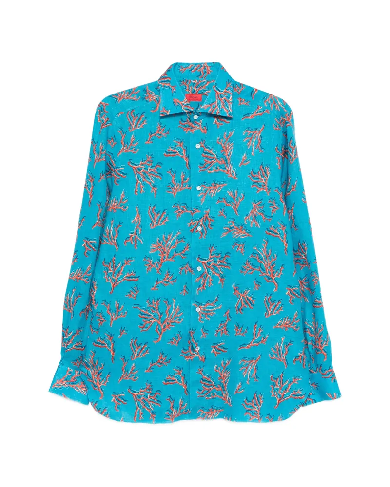Isaia Patterned Shirt Blue