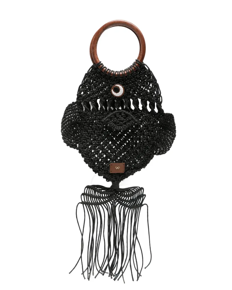 Anya Hindmarch Macramé Fish Clutch Bag Black