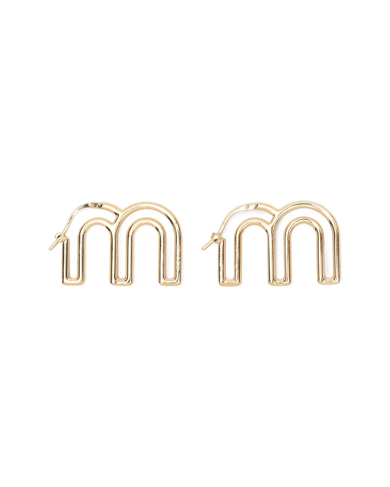 Miu Miu Logo-lettering Earrings Gold