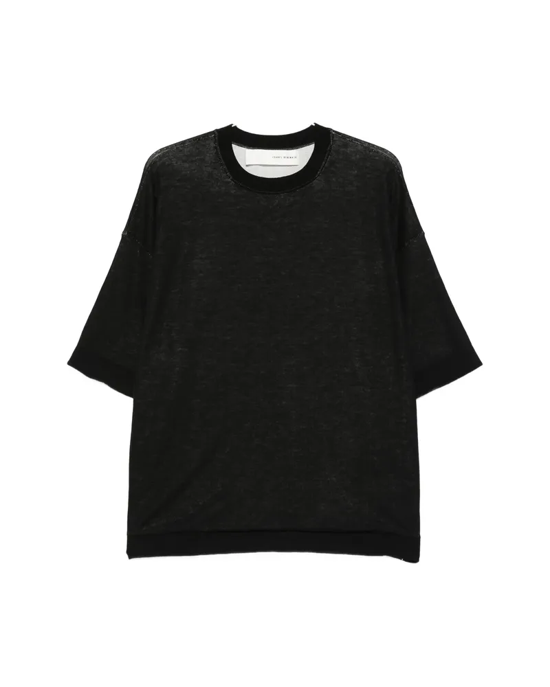 Isabel Benenato Short-sleeve Crew-neck Sweater Black