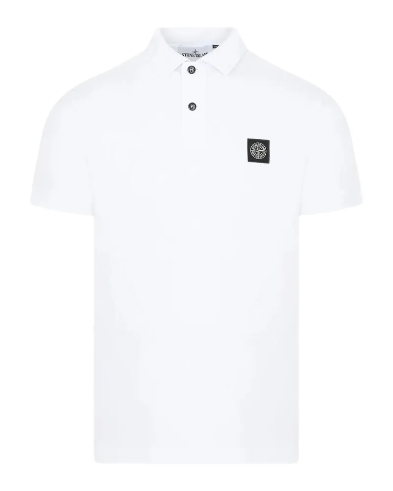Stone Island Piqué-weave Polo Shirt White