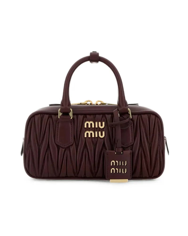 Miu Miu Arcadie Matelassé Leather Tote Bag Red