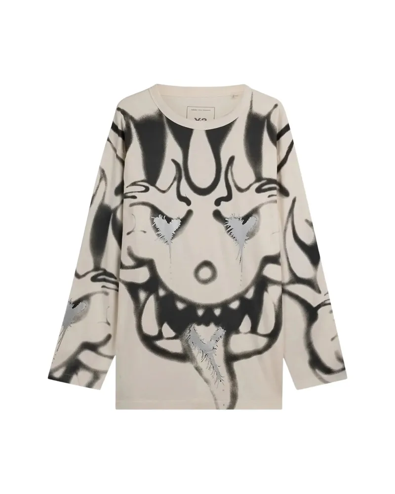 Y-3 Graffiti-print Long-sleeve T-shirt Neutrals