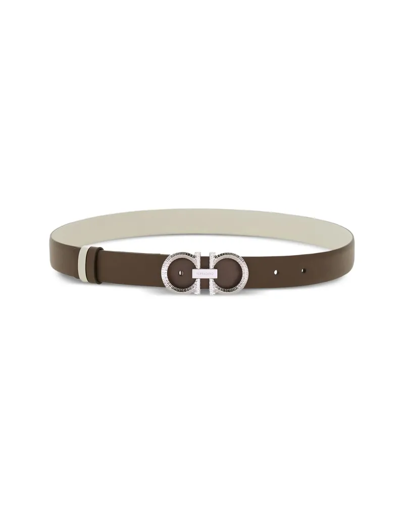 Ferragamo Reversible Adjustable Gancini Belt Brown
