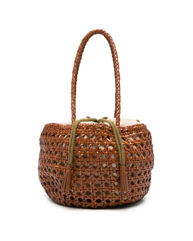 Dragon Diffusion Small Juventus Braided Bucket Bag Brown