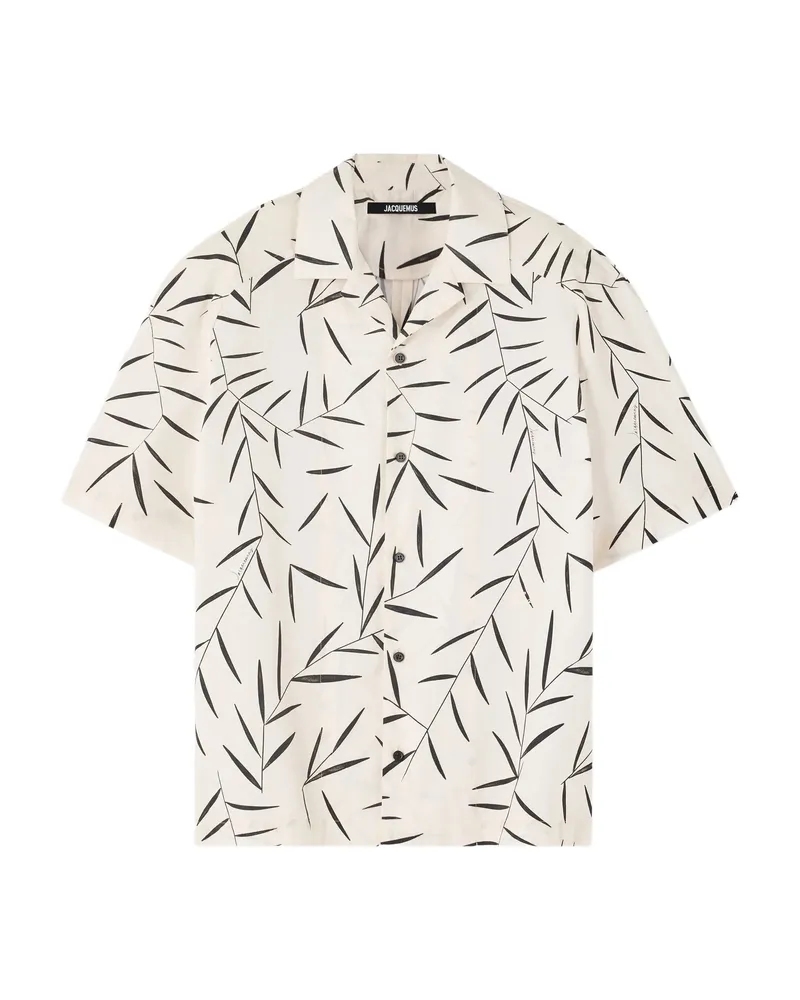 Jacquemus Leaf-print Short-sleeve Shirt Neutrals