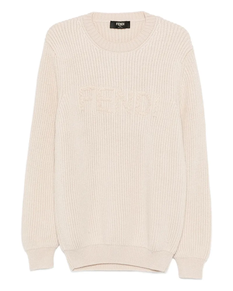 Fendi Logo-embroidered Sweater Neutrals