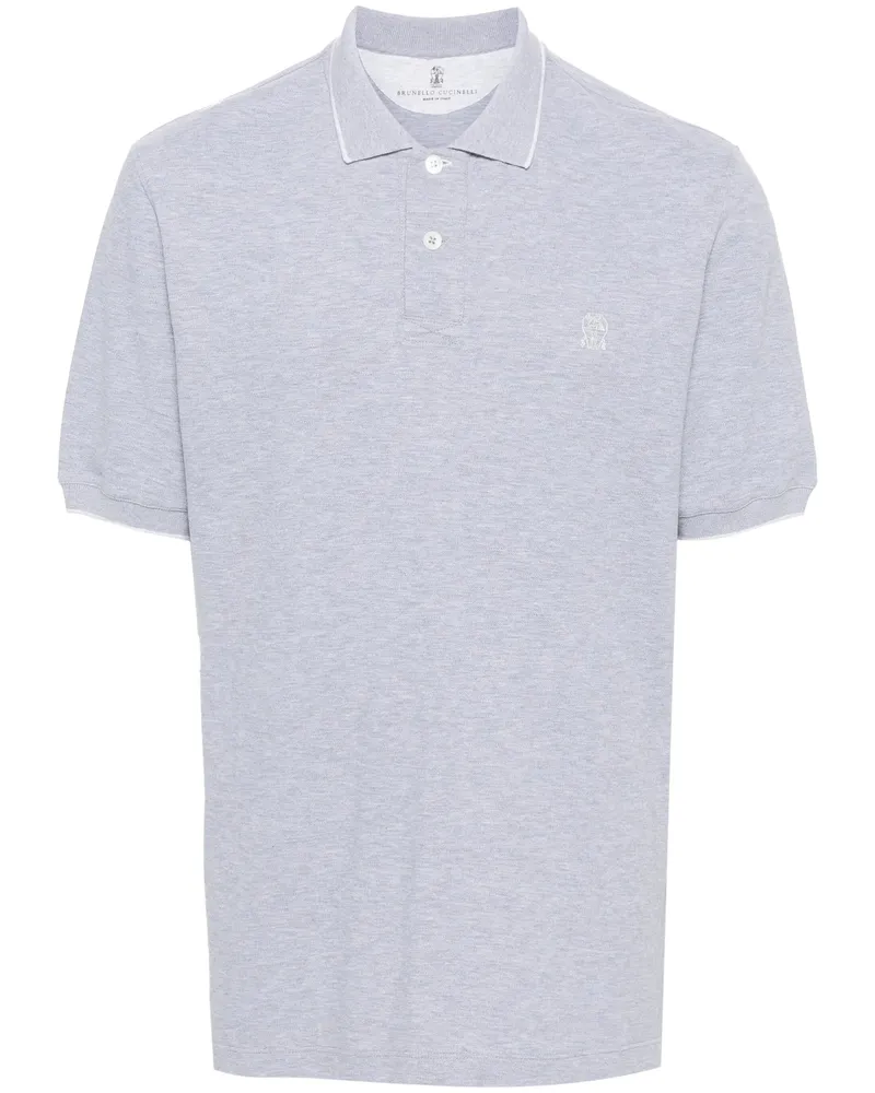 Brunello Cucinelli Logo-embroidered Polo Shirt Grey