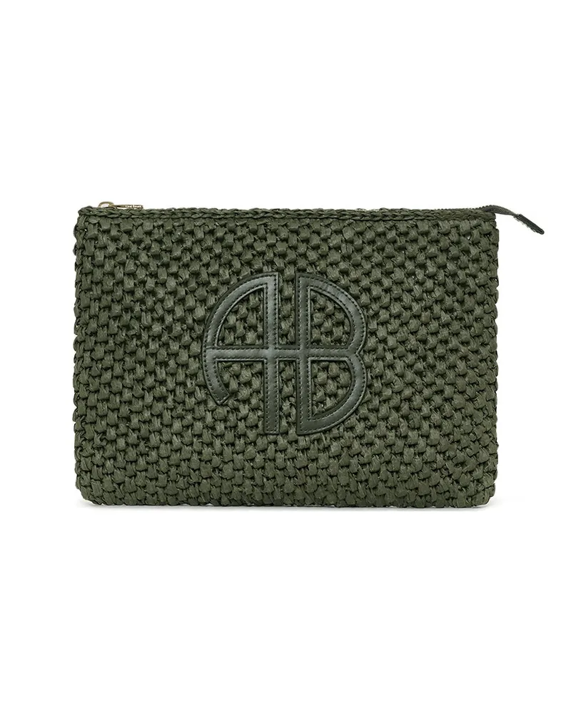 Anine Bing Woven Logo Pouch Green