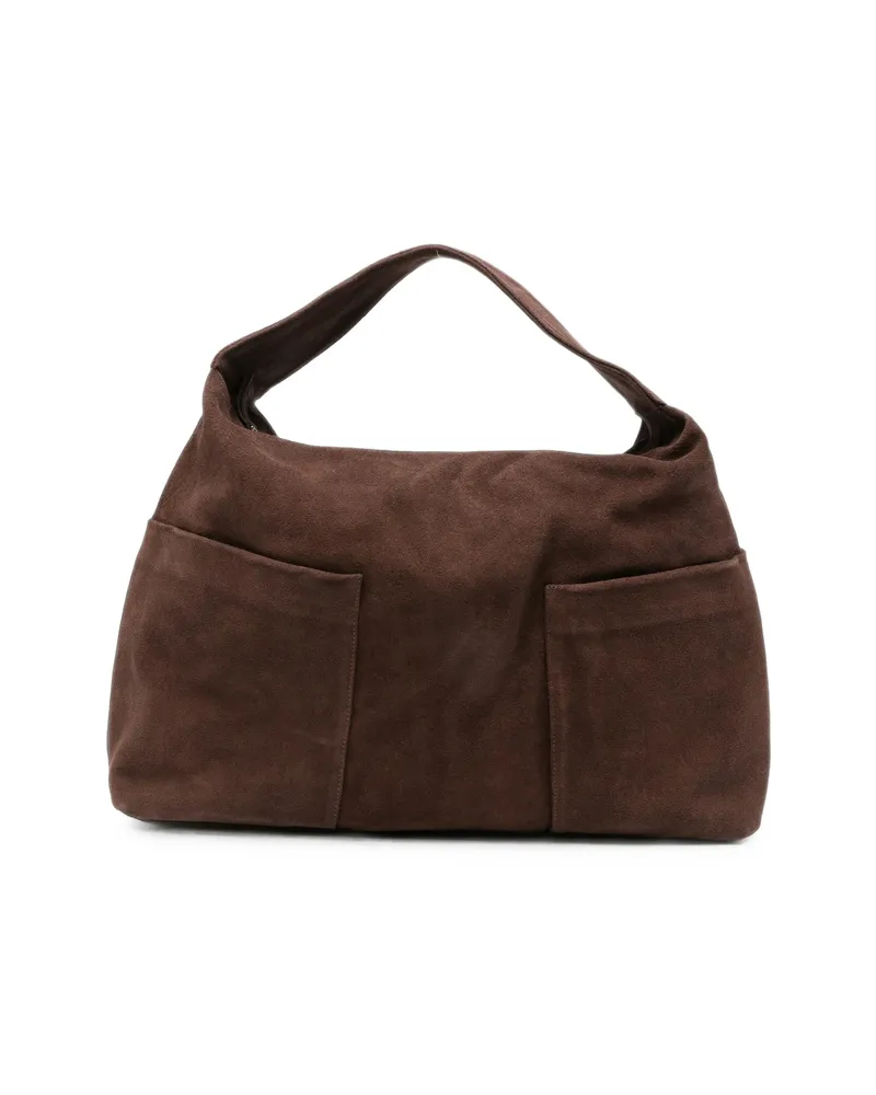 GIMAGUAS Suede Slip-pocket Tote Bag Brown
