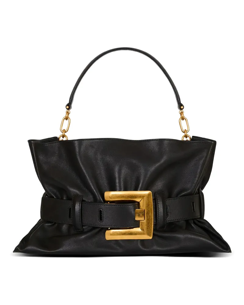 Balmain Medium Anthem Belt-detail Shoulder Bag Black