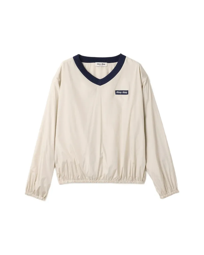 Miu Miu Technical Pongé Sweatshirt Neutrals