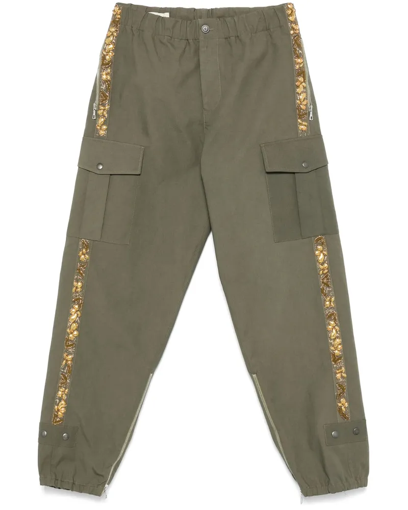 Dries van Noten Bead-embellished Trousers Green