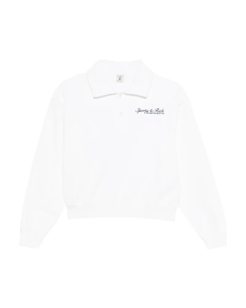 SPORTY & RICH Syracuse Polo Sweatshirt White