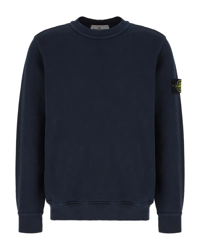 Stone Island Compass-logo Crew-neck Sweatshirt Blue