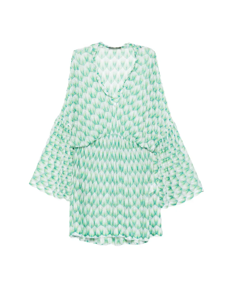 Missoni Flared Sleeve Patterned Dress Green